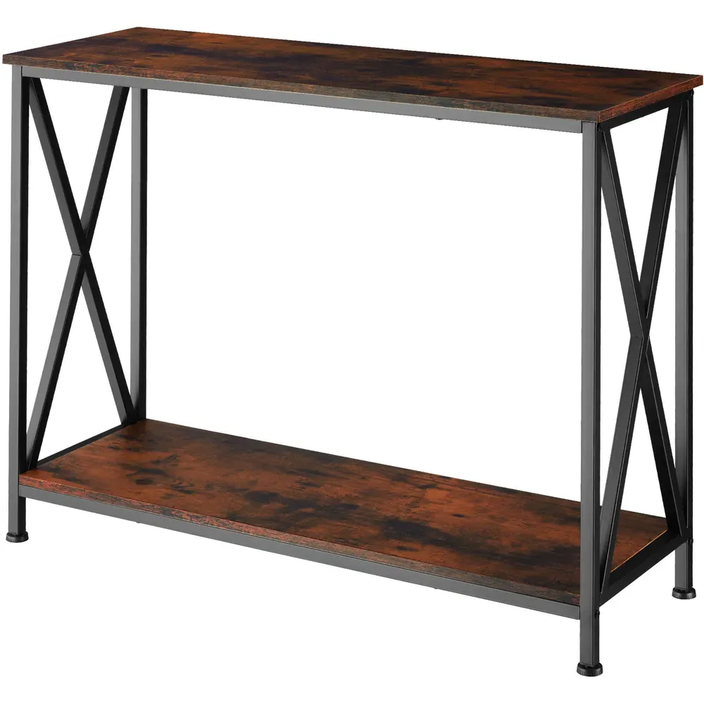 Tacoma Single Shelf Console Table - Dark Rustic, Wood