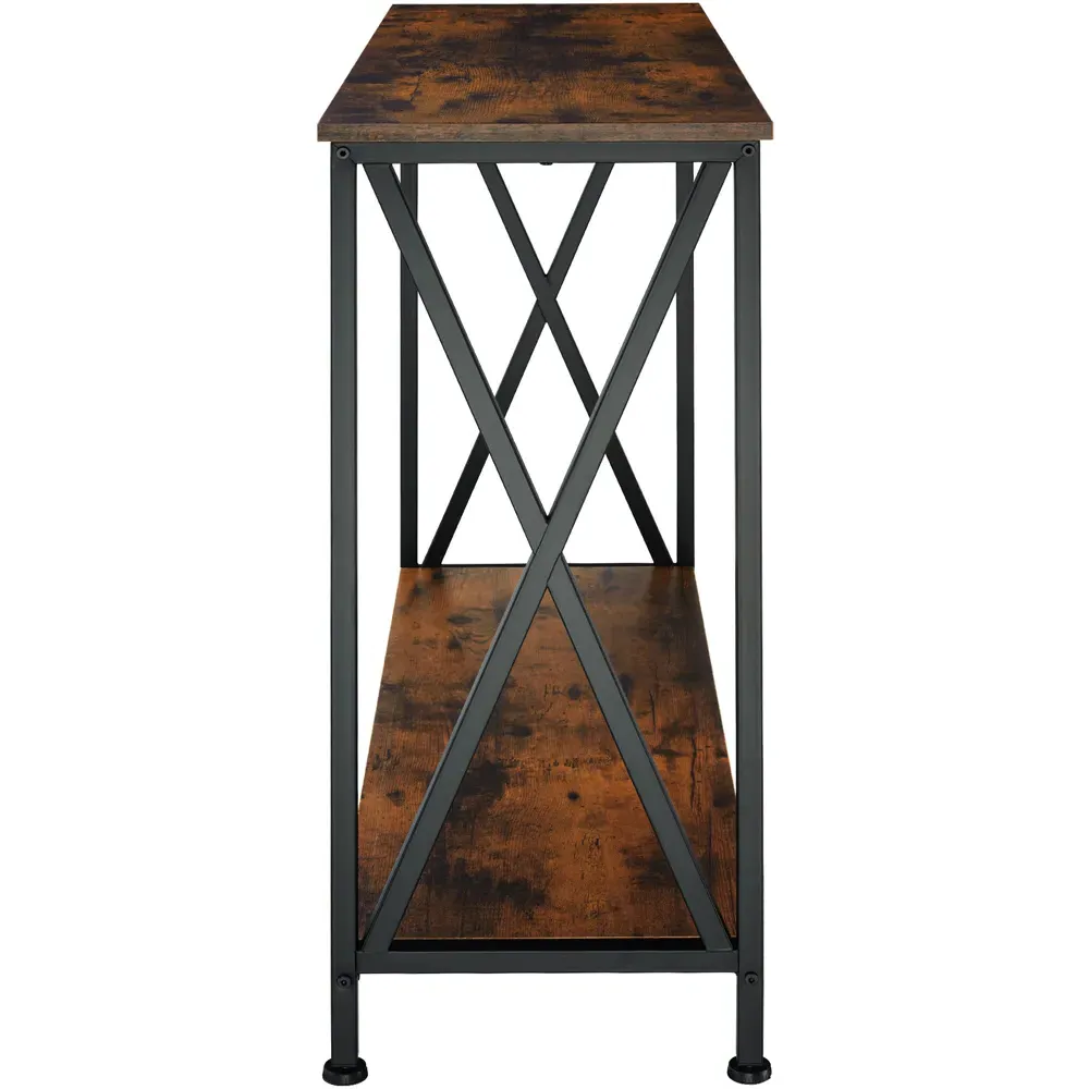 Tacoma Single Shelf Console Table - Dark Rustic, Wood
