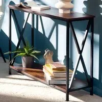 Tacoma Single Shelf Console Table - Dark Rustic, Wood