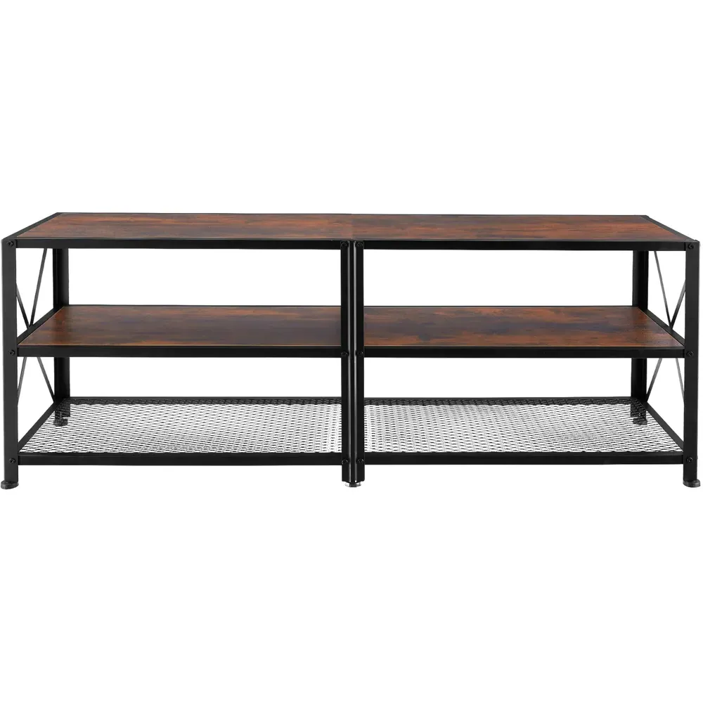 tectake 3 Shelf Rustic TV Stand - Brown, Steel