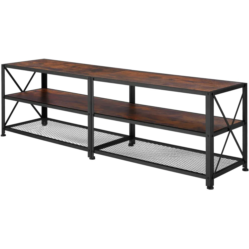 tectake 3 Shelf TV Stand - Brown, Steel