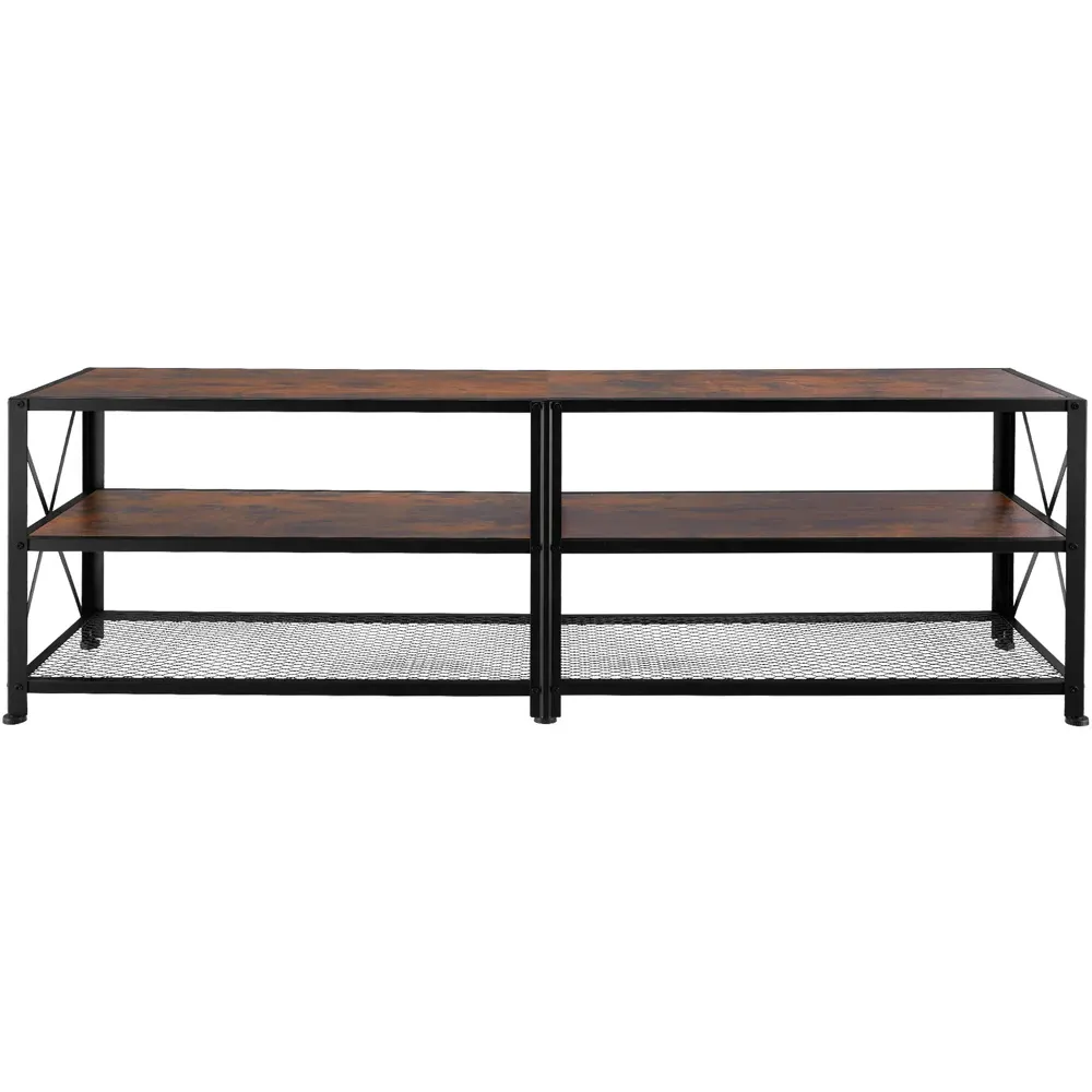 tectake 3 Shelf TV Stand - Brown, Steel