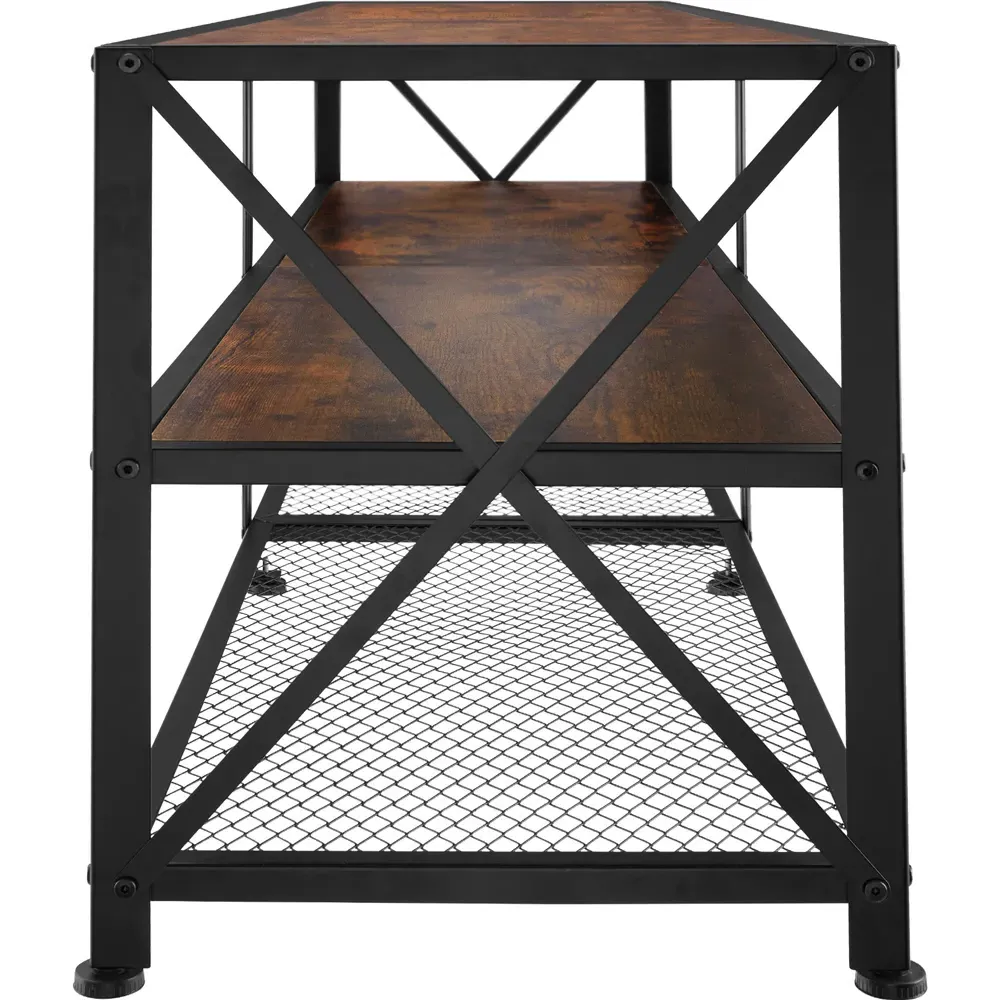 tectake 3 Shelf TV Stand - Brown, Steel