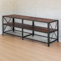 tectake 3 Shelf TV Stand - Brown, Steel