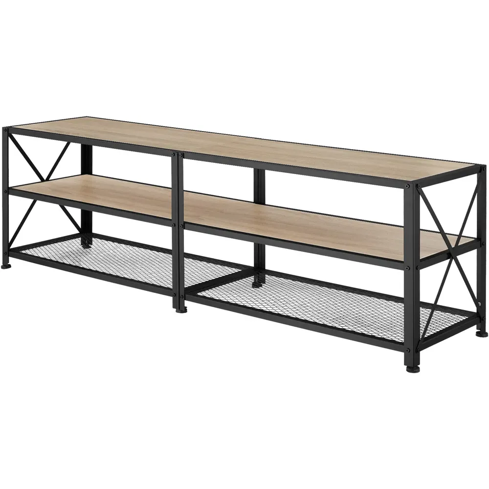 tectake 3 Shelf TV Stand - Brown, Steel
