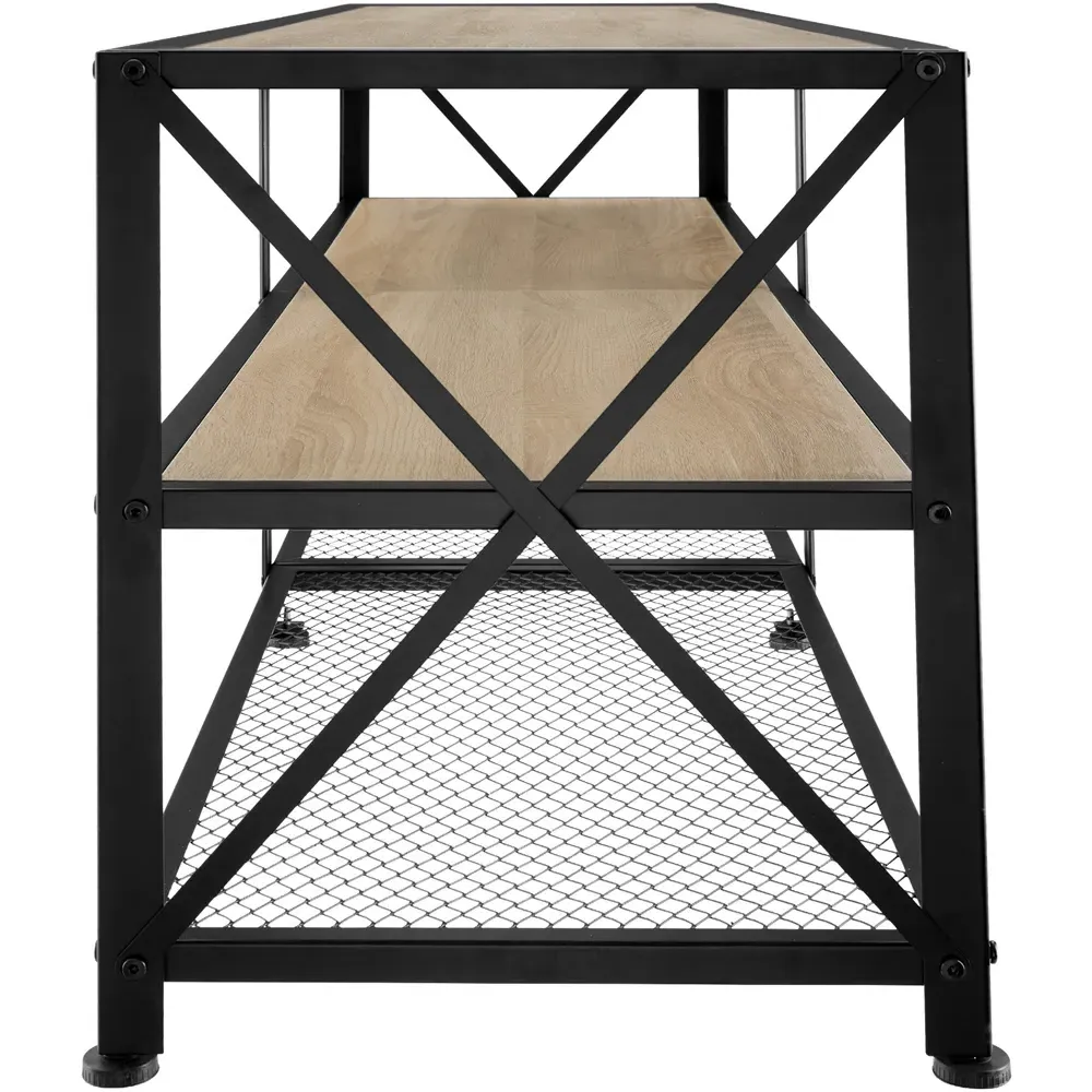 tectake 3 Shelf TV Stand - Brown, Steel