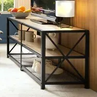 tectake 3 Shelf TV Stand - Brown, Steel