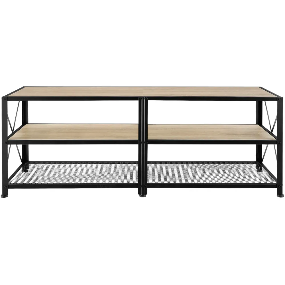 tectake 3 Shelf TV Stand - Brown, Steel