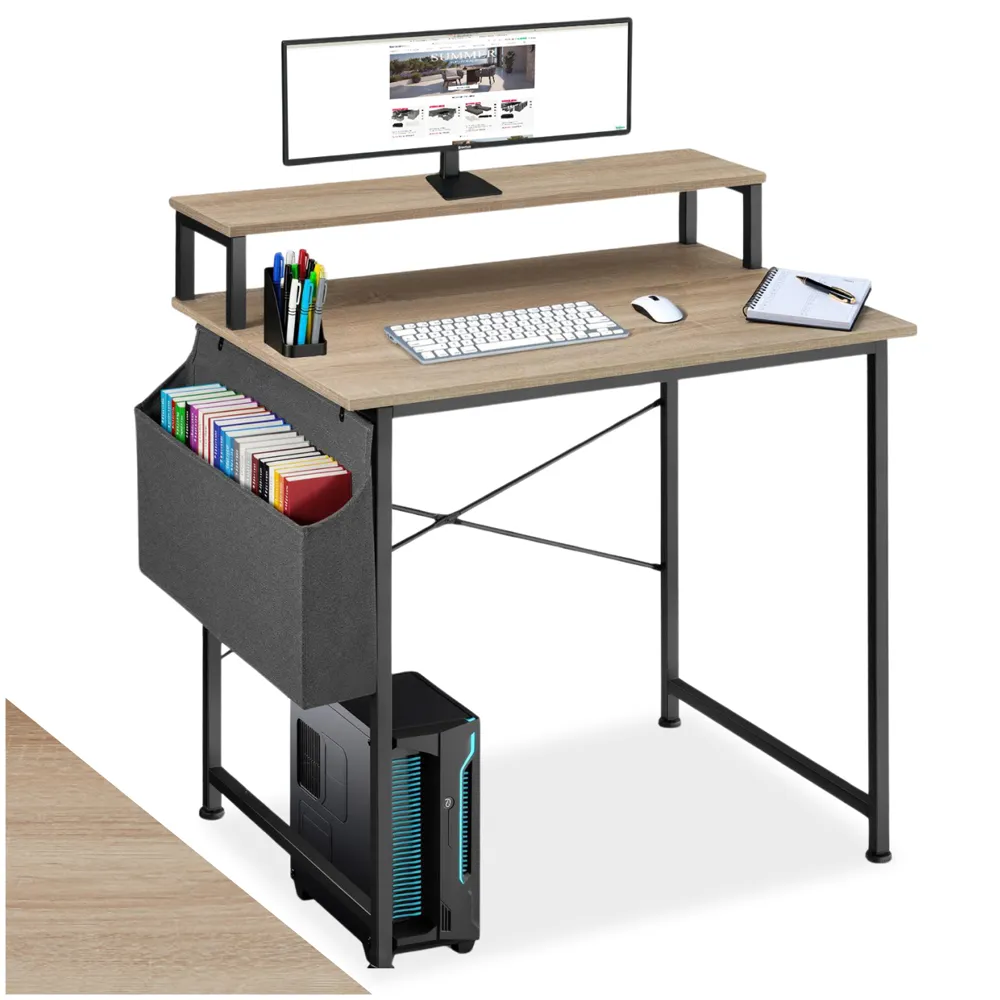 Tectake Industrial Desk with Fabric Organiser - Oak Sonoma