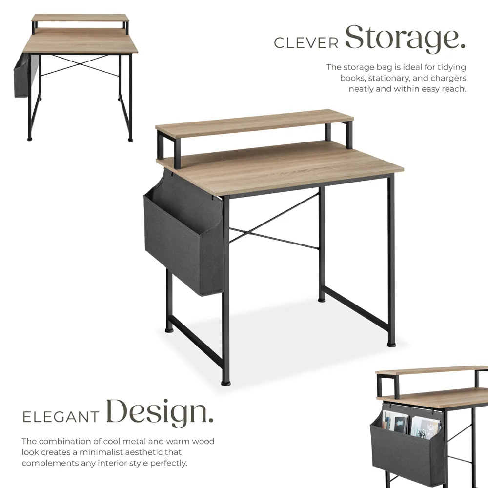 Tectake Industrial Desk with Fabric Organiser - Oak Sonoma