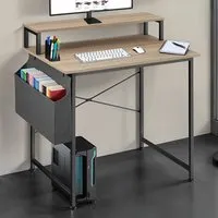 Tectake Industrial Desk with Fabric Organiser - Oak Sonoma