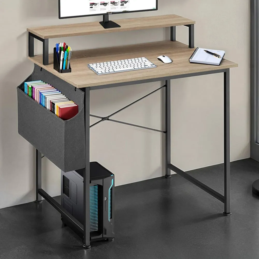 Tectake Industrial Desk with Fabric Organiser - Oak Sonoma image