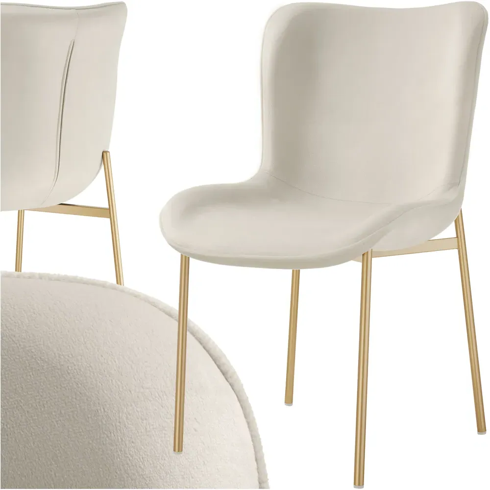 Tessa Dining Chair - Beige, Velvet