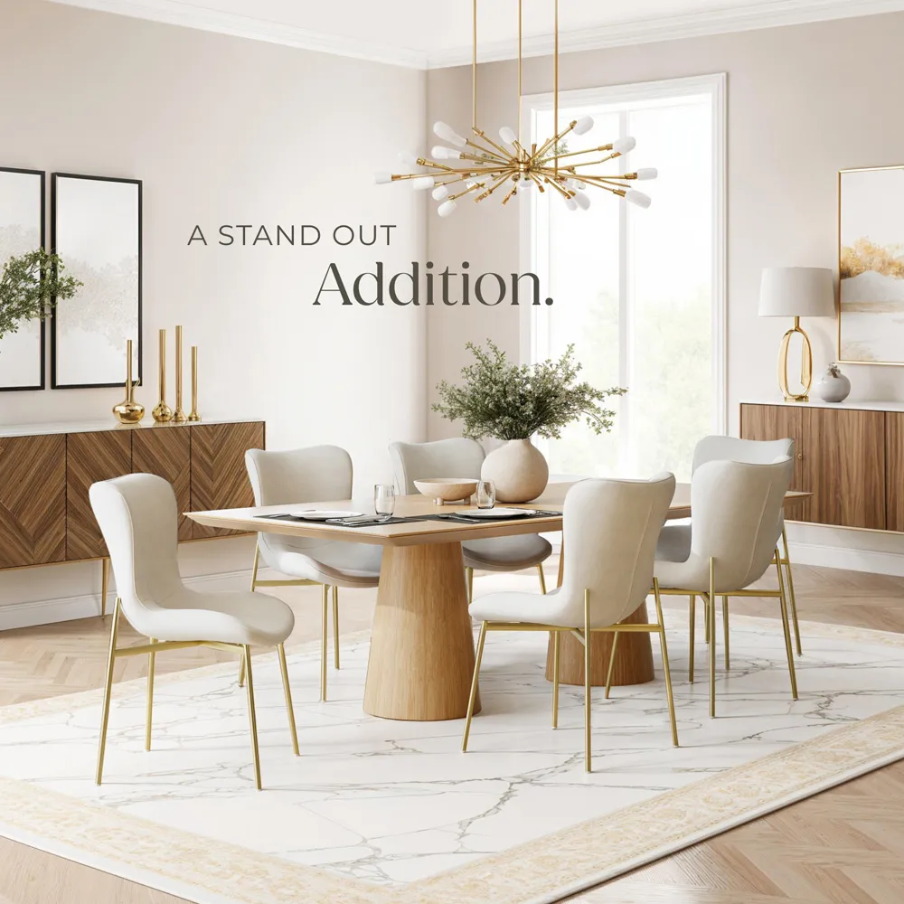 Tessa Dining Chair - Beige, Velvet