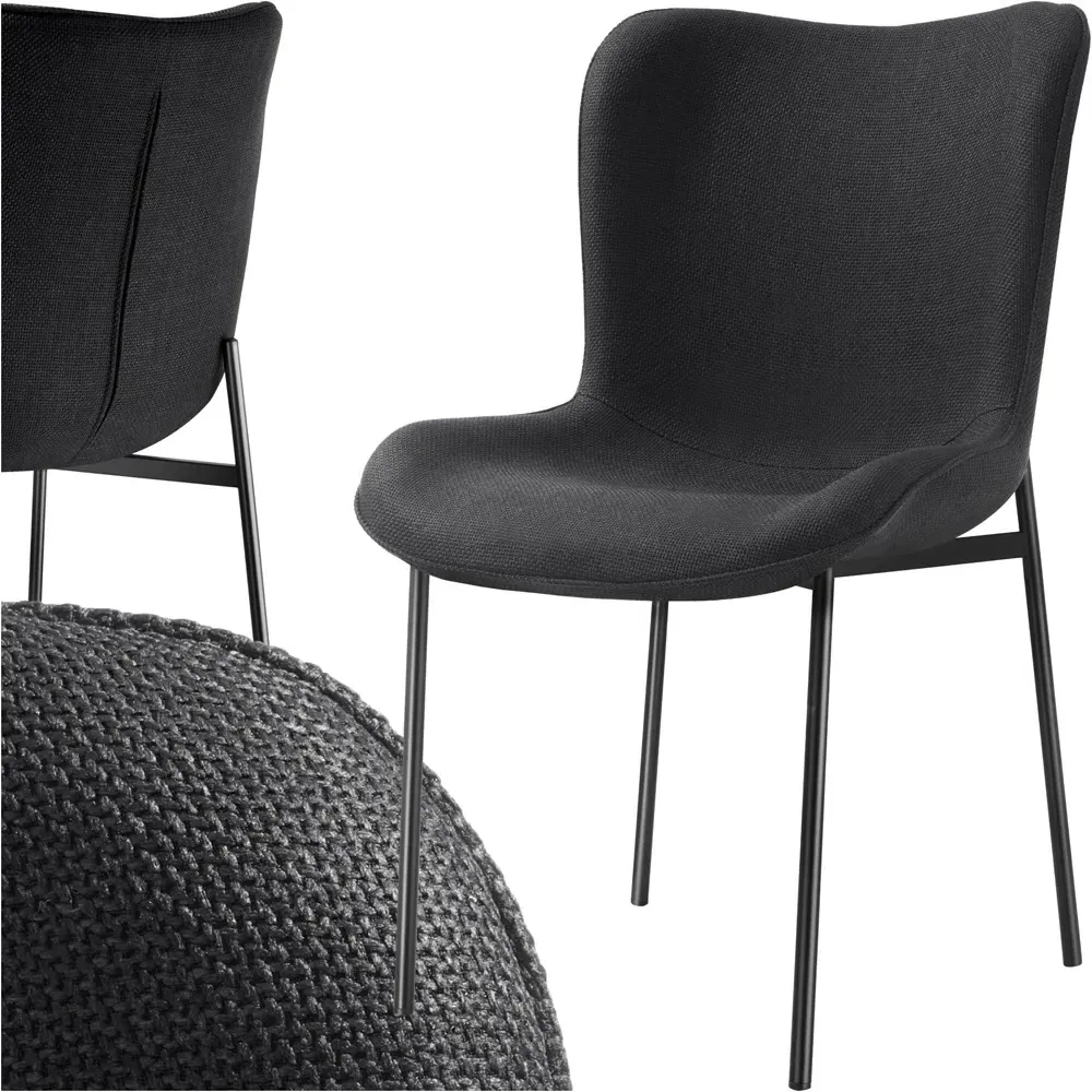 Tessa Dining Chair - Black, Woven Fabric