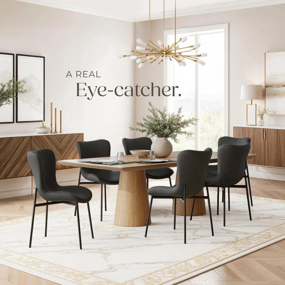 Tessa Dining Chair - Black, Woven Fabric