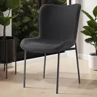 Tessa Dining Chair - Black, Woven Fabric