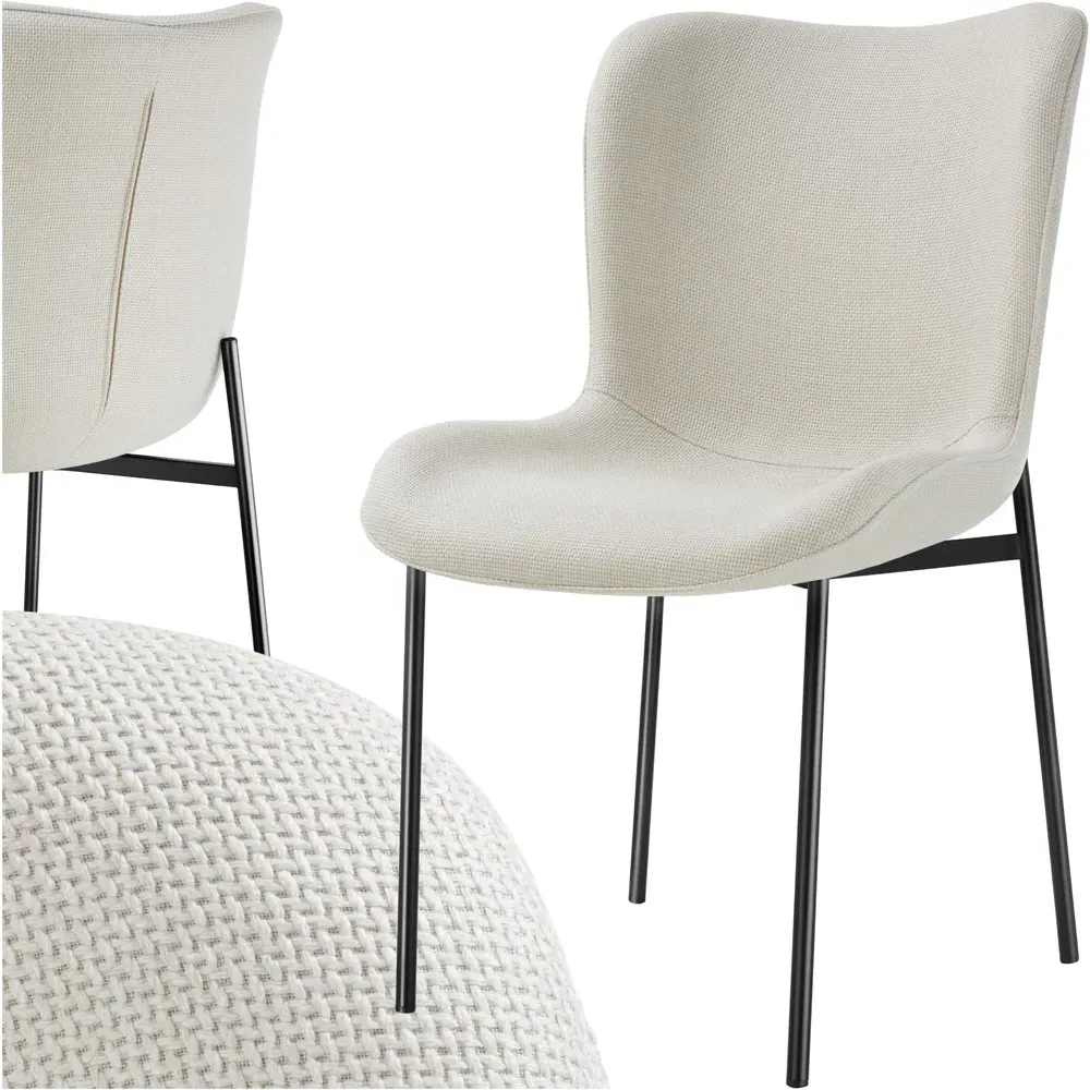 Tessa Dining Chair - White, Woven Fabric
