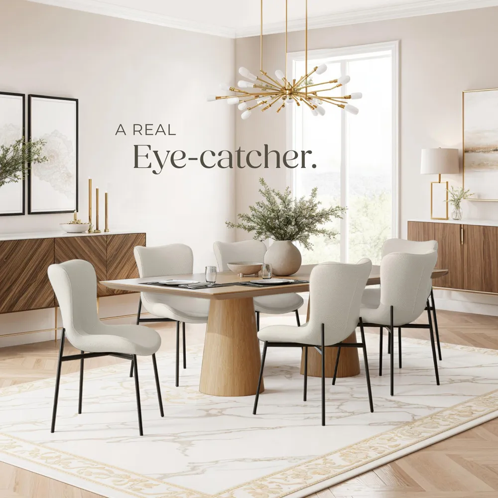 Tessa Dining Chair - White, Woven Fabric