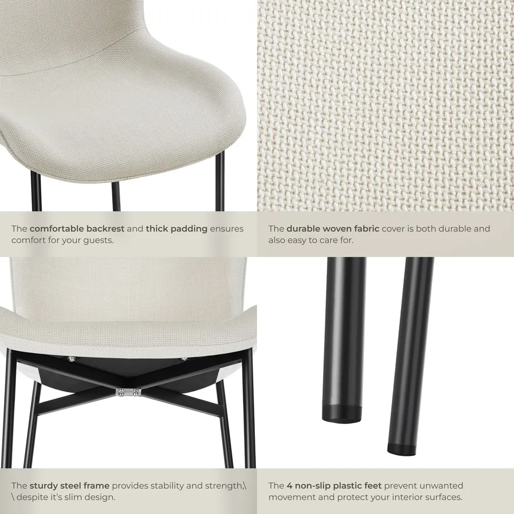 Tessa Dining Chair - White, Woven Fabric