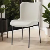 Tessa Dining Chair - White, Woven Fabric