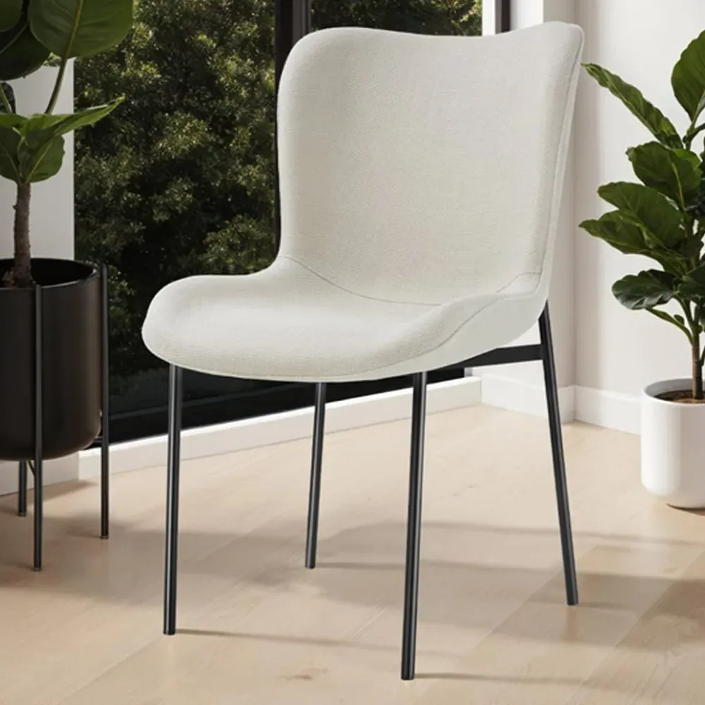Tessa Dining Chair - White, Woven Fabric