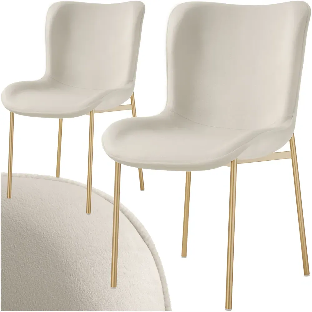 Tessa Set of 2 Dining Chairs - Beige, Velvet