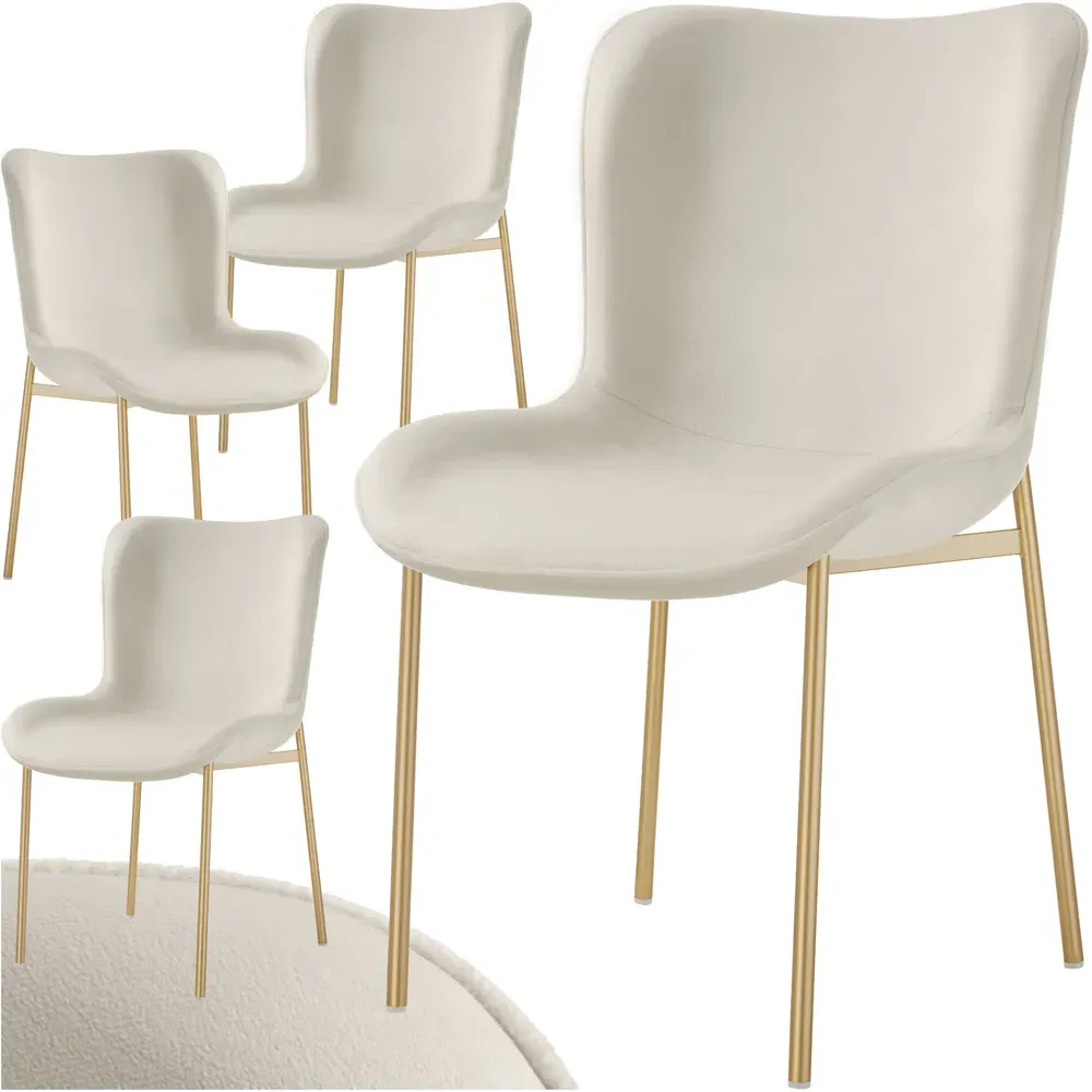 Tessa Set of 4 Dining Chairs - Beige, Velvet