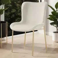 Tessa Set of 4 Dining Chairs - Beige, Velvet