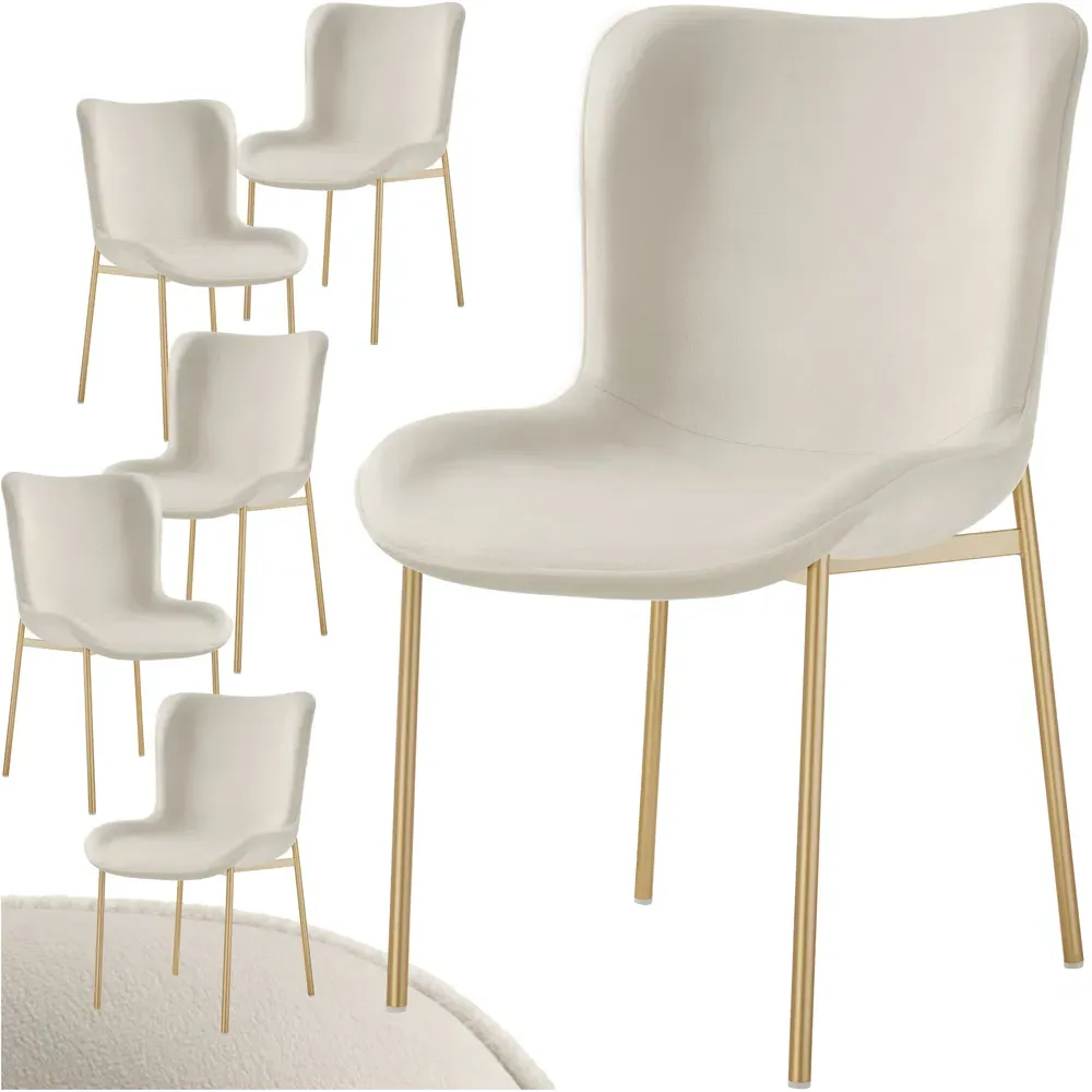 Tessa Set of 6 Dining Chairs - Beige, Velvet