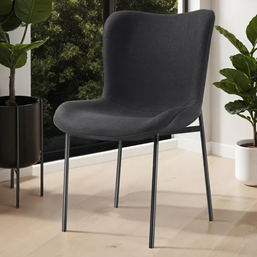 Tessa Set of 6 Dining Chairs - Black, Woven Fabric