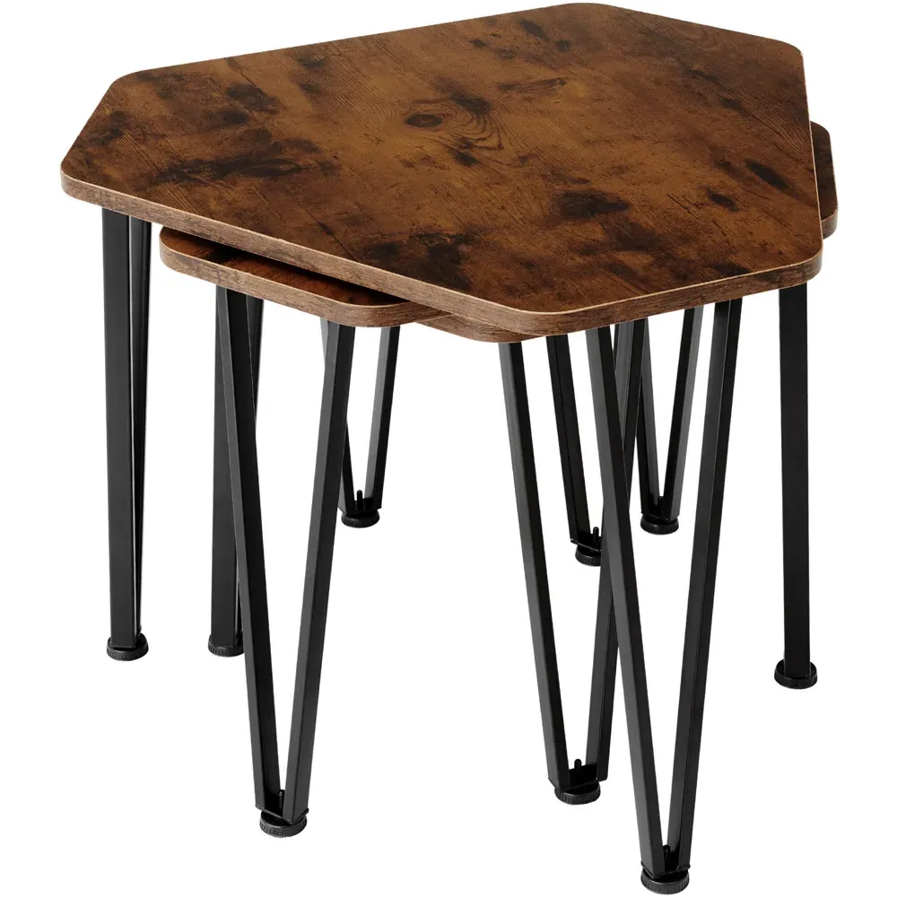 Torquay Hexagonal Nesting Coffee Table Set of 3 - Dark Wood