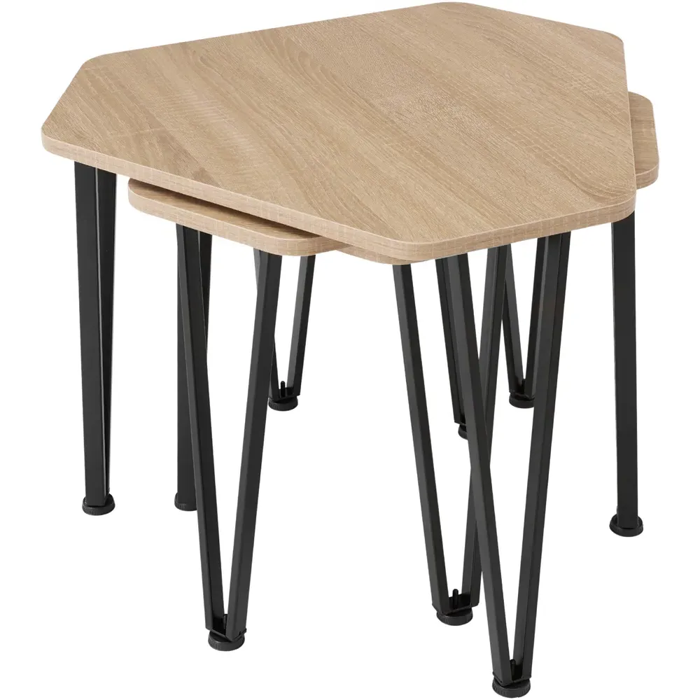 Torquay Hexagonal Nesting Coffee Table Set of 3 - Oak Sonoma