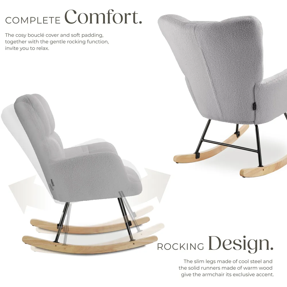 Torve Rocking Chair - Light Grey, Boucle