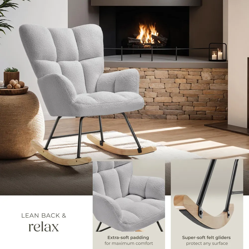 Torve Rocking Chair - Light Grey, Boucle