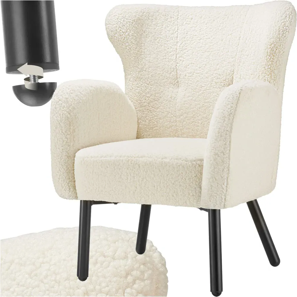 Vanersborg Padded Armchair - Cream, Boucle