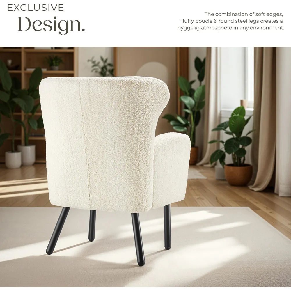 Vanersborg Padded Armchair - Cream, Boucle