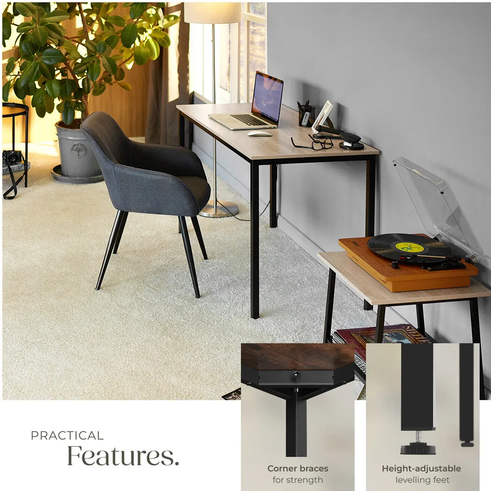 Vanport Office Desk with Plastic Feet - Oak Sonoma