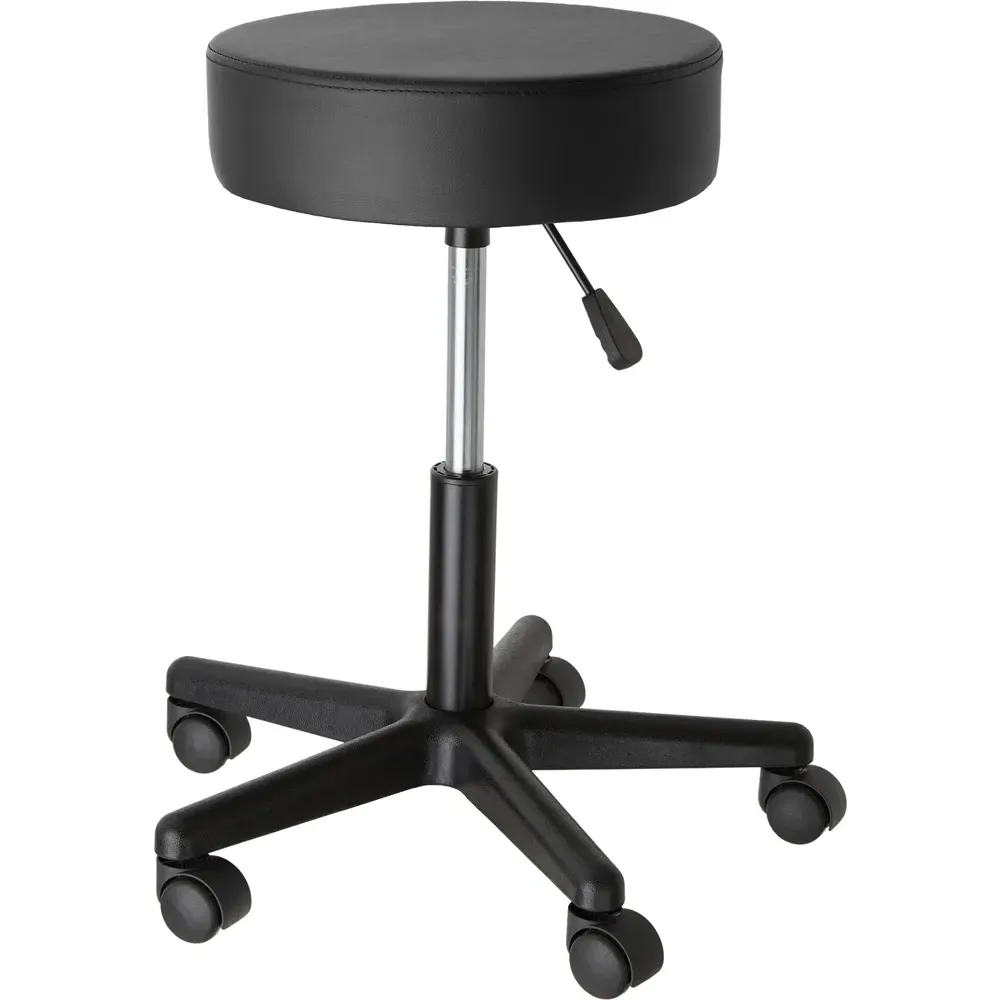 Werner Swivel Desk Stool - Black, Synthetic Leather