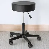 Werner Swivel Desk Stool - Black, Synthetic Leather