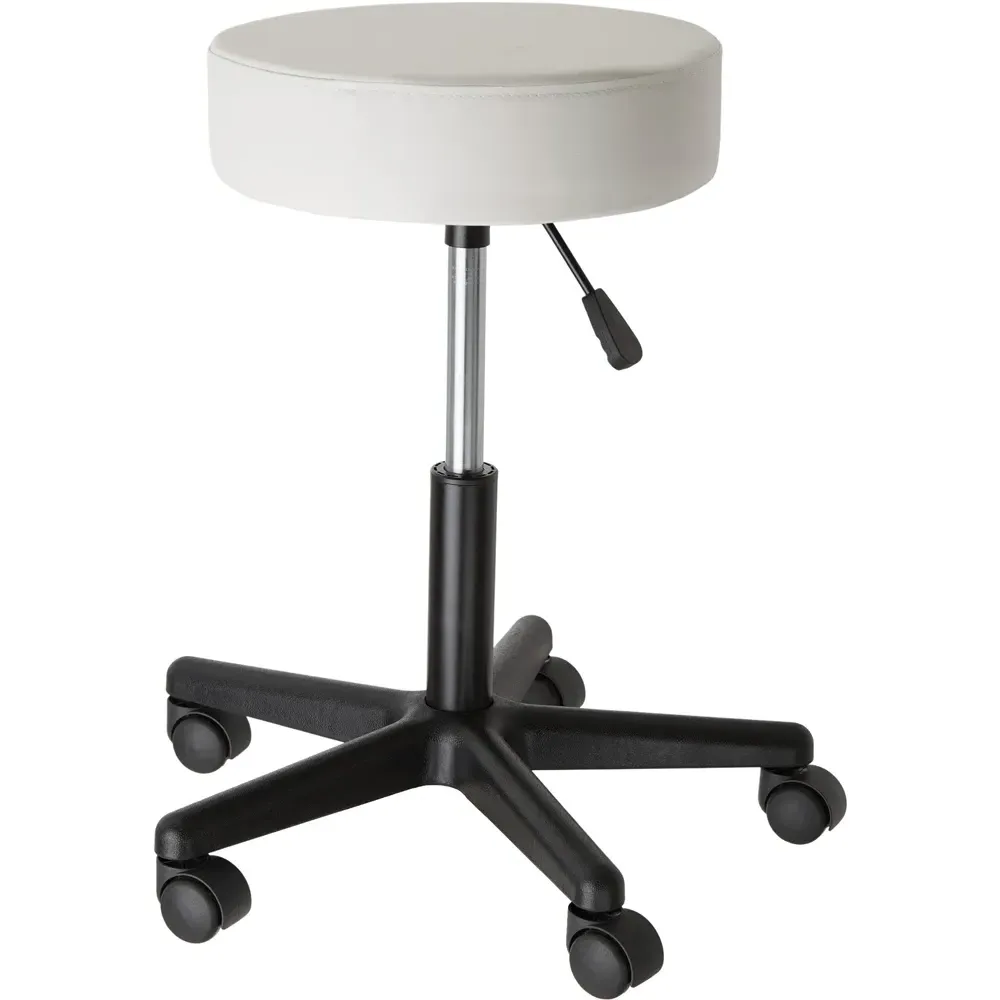 Werner Swivel Desk Stool - White, Synthetic Leather