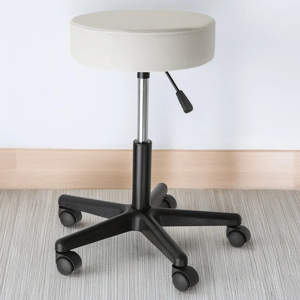 Werner Swivel Desk Stool - White, Synthetic Leather image