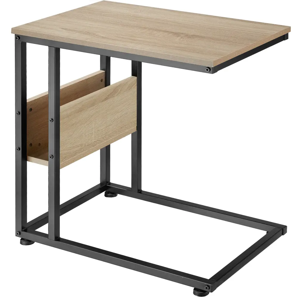 Wigan Bedside Table with Side Compartment - Brown, Oak