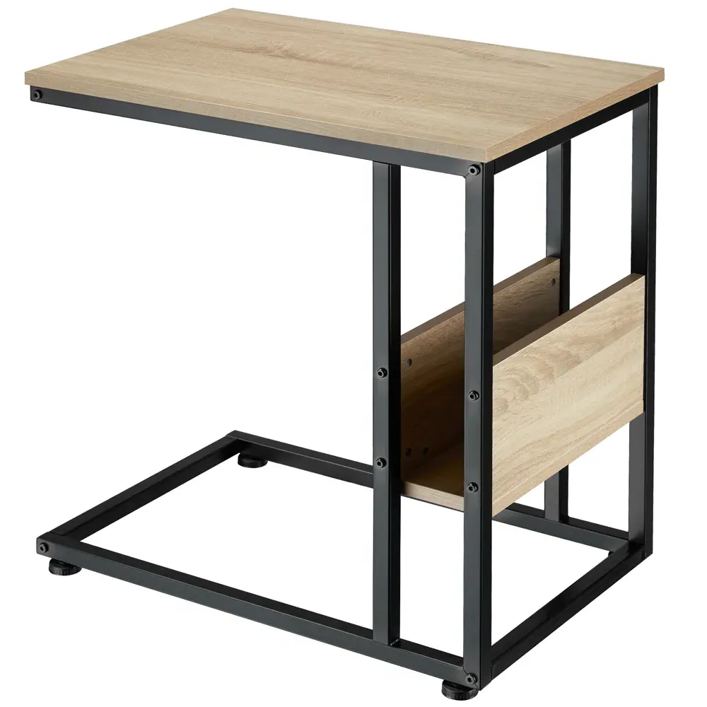 Wigan Bedside Table with Side Compartment - Brown, Oak