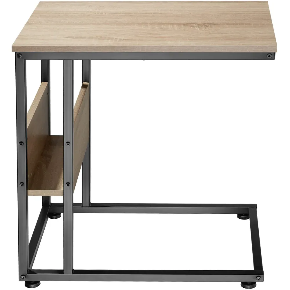 Wigan Bedside Table with Side Compartment - Brown, Oak