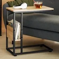 Wigan Bedside Table with Side Compartment - Brown, Oak