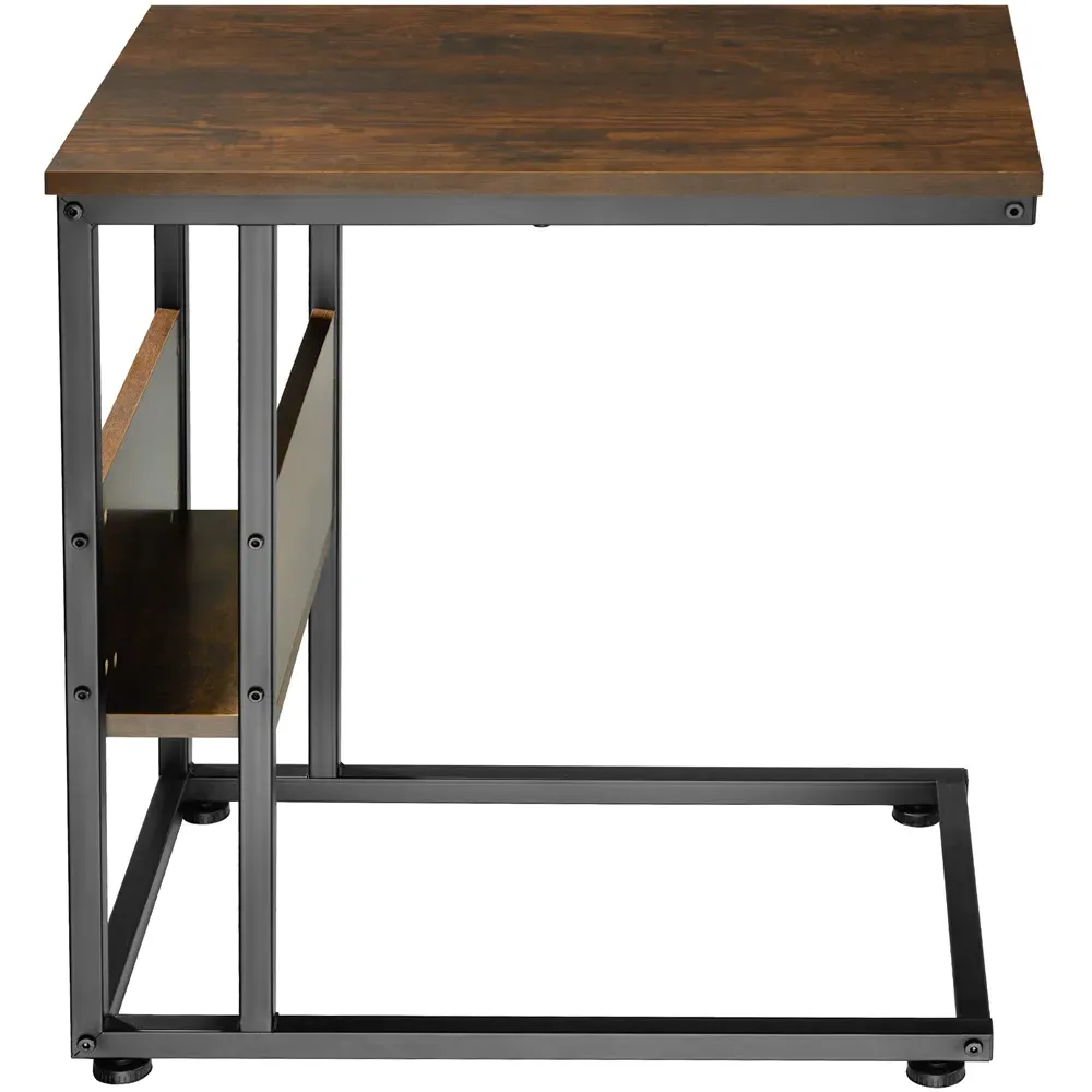 Wigan C-Shape Bedside Table - Dark Wood, MDF