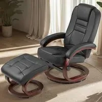 William Swivel Armchair with Stool - Black