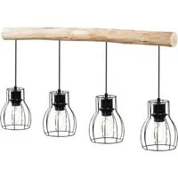 Woody 4 Pack Pendant Light - Black, Wood