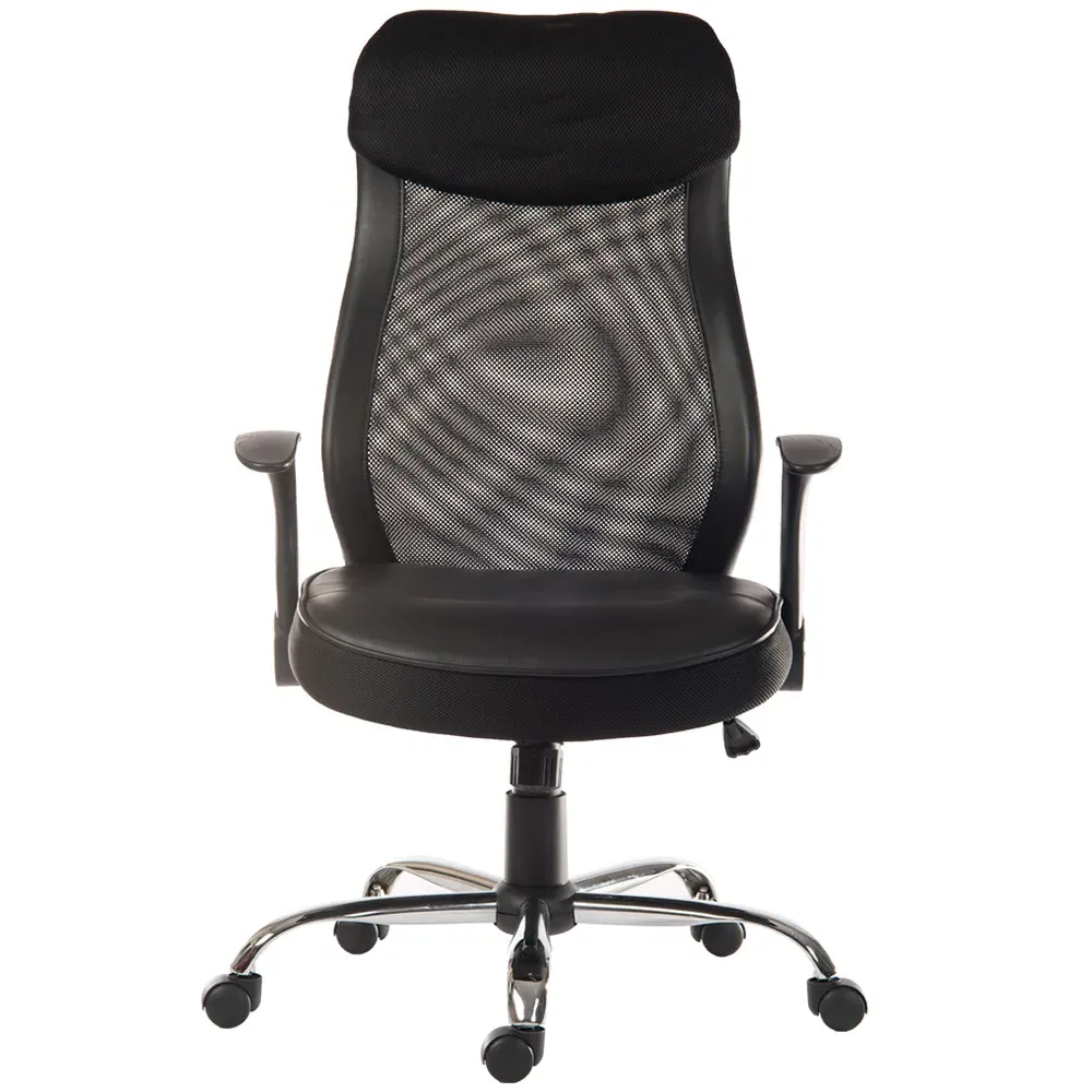 Office Curve Mesh Operator Chair with Headrest - Black